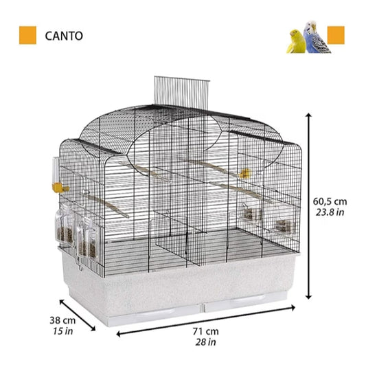 Fågelbur Canto Svart/vit 71x38x60.5cm Delbar